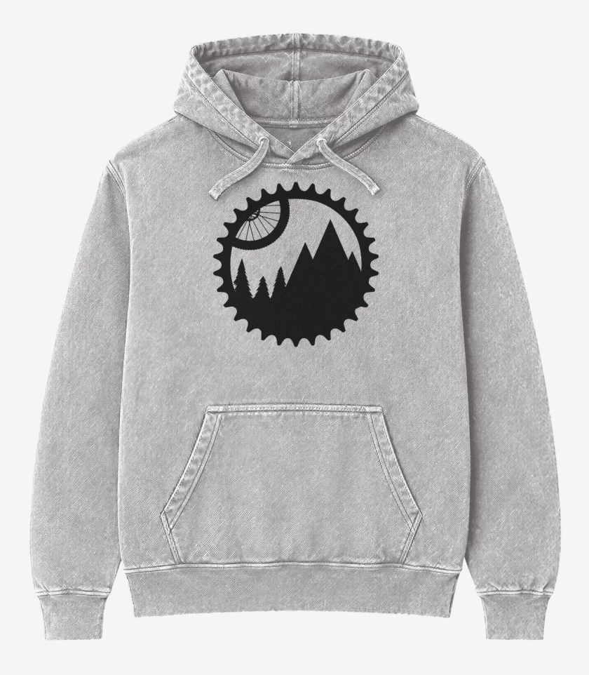 Poleron Canguro Acid Wash Gris Melange de Bike montain