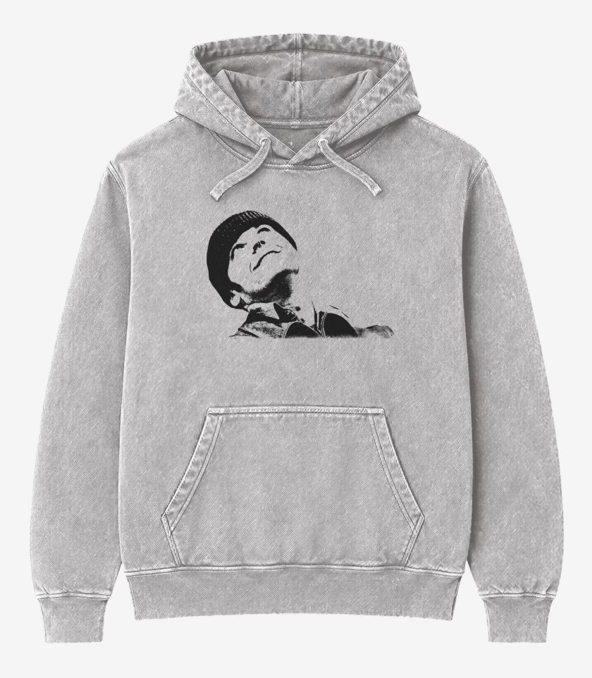 Poleron Canguro Acid Wash Gris Melange de Atrapado Sin Salida 