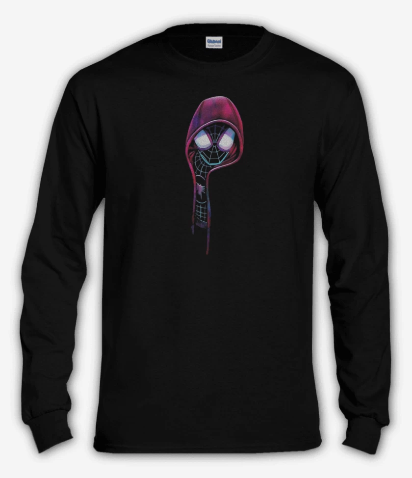 Polera manga larga Negro de Spider Capucha 