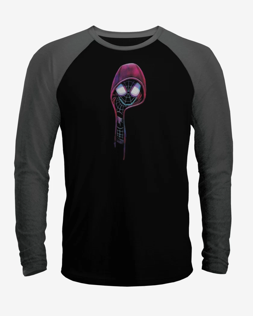 Polera Raglan Negro / Negro Heather de Spider Capucha 