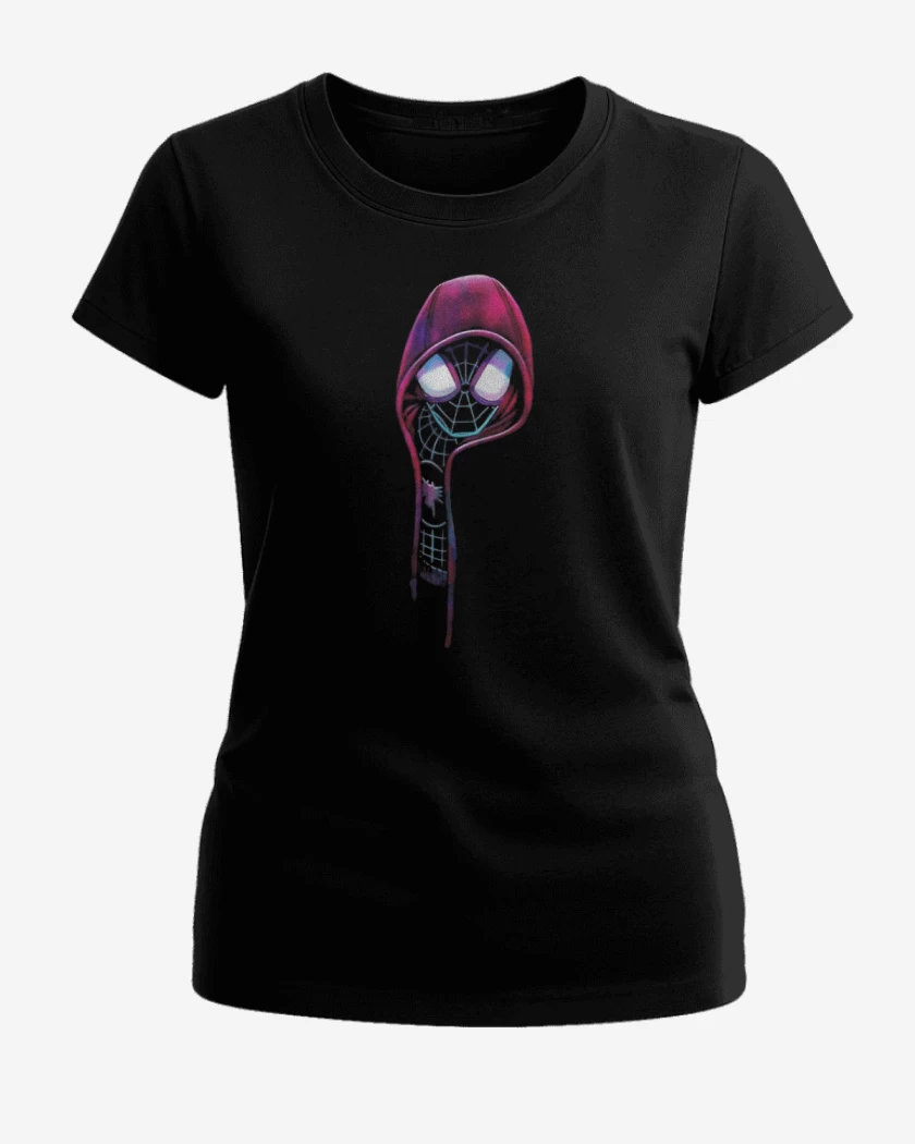 Polera de Mujer Negro de Spider Capucha 