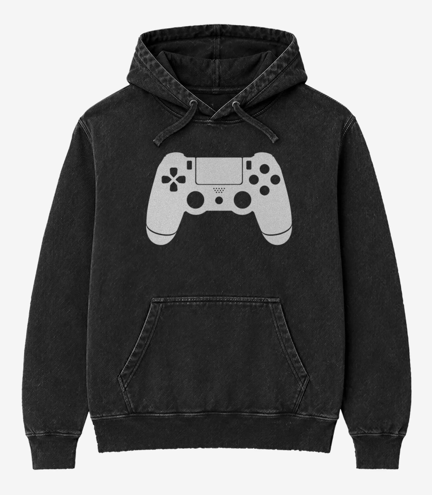 Poleron Canguro Acid Wash Negro de Joystick PS4
