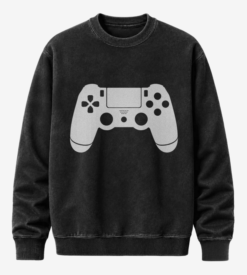Poleron Polo Acid Wash Negro de Joystick PS4