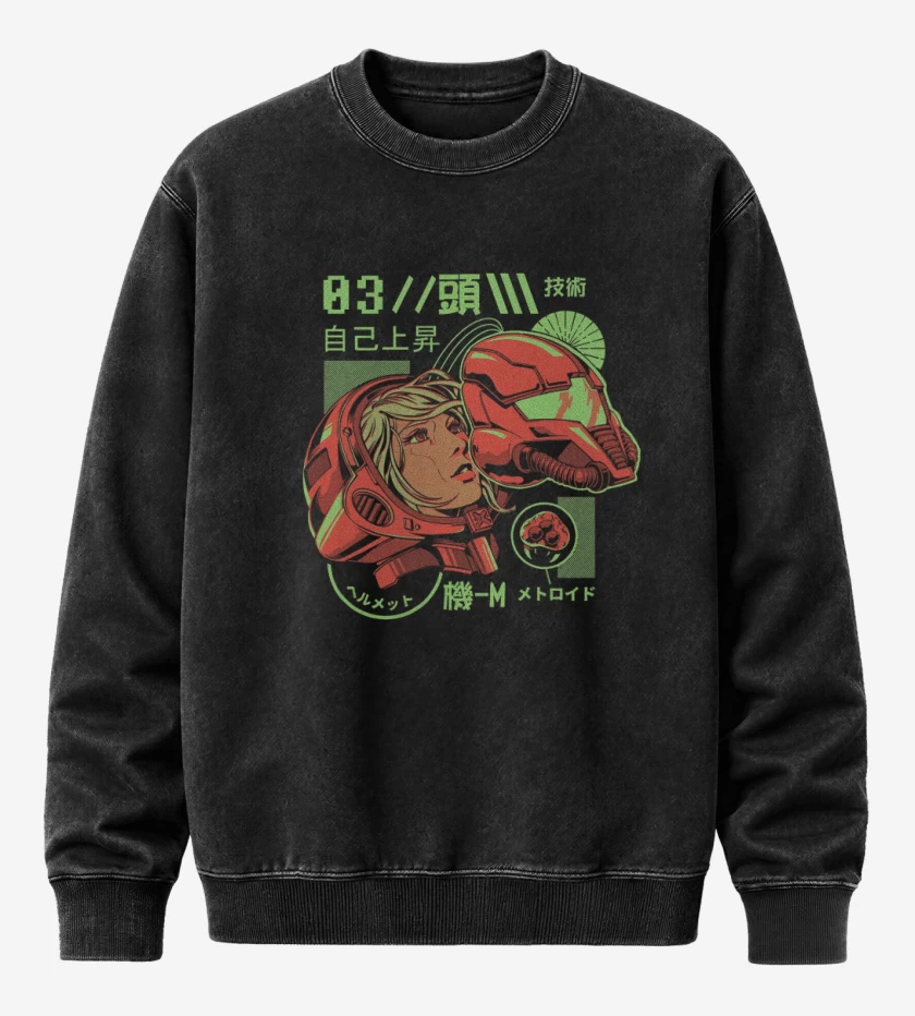 Poleron Polo Acid Wash Negro de La samus 2