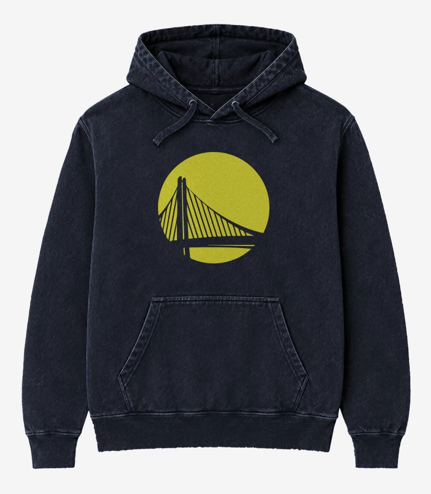 Poleron Canguro Acid Wash Azul Marino de Golden state