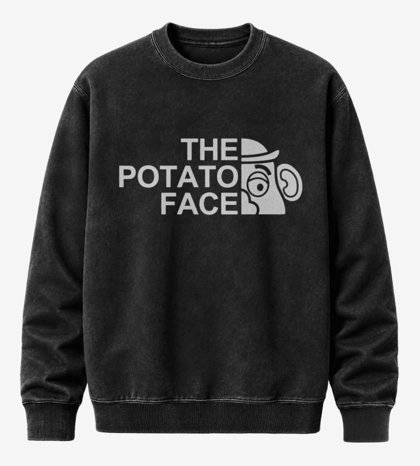 Poleron Polo Acid Wash Negro de The Potato Face