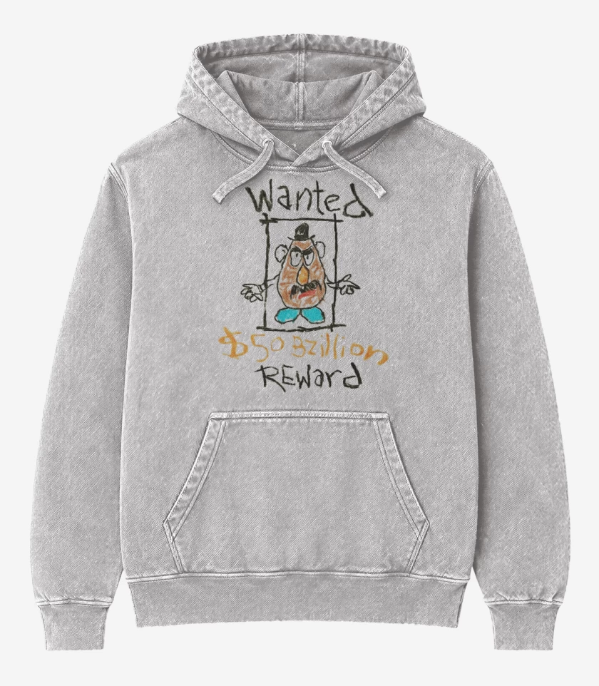 Poleron Canguro Acid Wash Gris Melange de Sr cara de papa recompensa