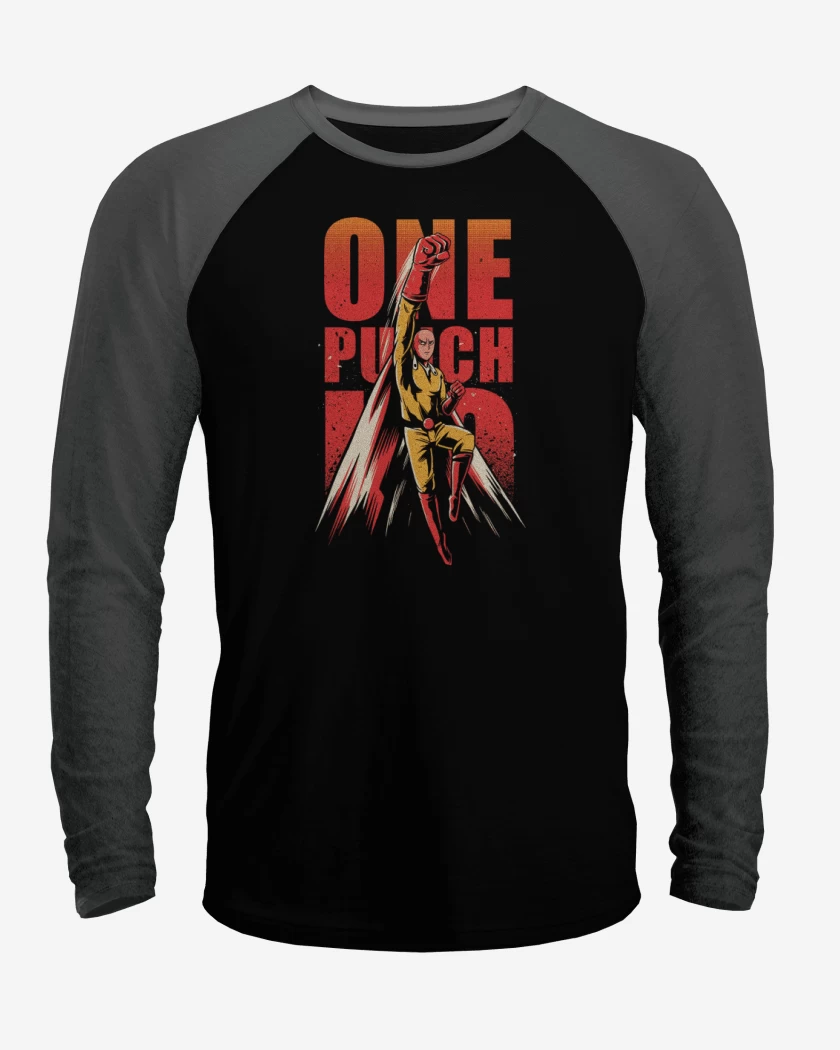 Polera Raglan Negro / Negro Heather de One punch man