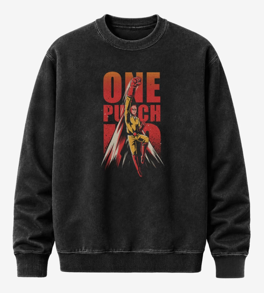 Poleron Polo Acid Wash Negro de One punch man