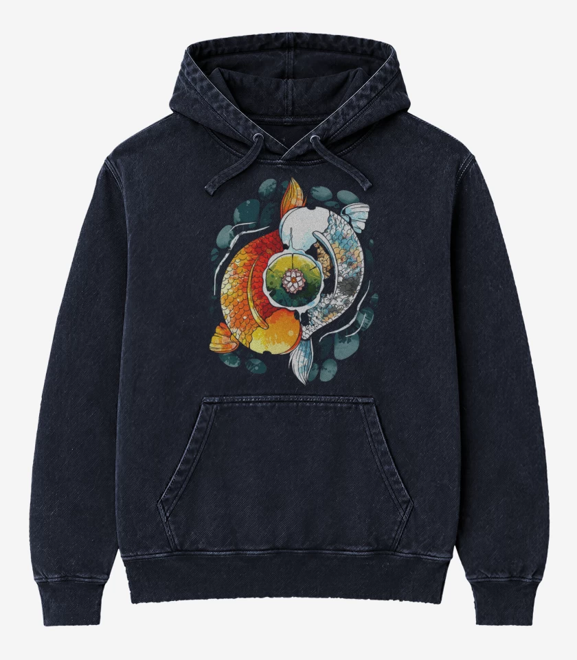 Poleron Canguro Acid Wash Azul Marino de Ying Koi 