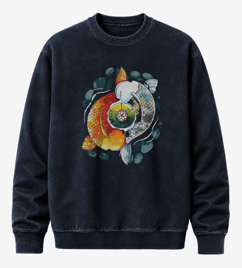 Poleron Polo Acid Wash Azul Marino de Ying Koi 