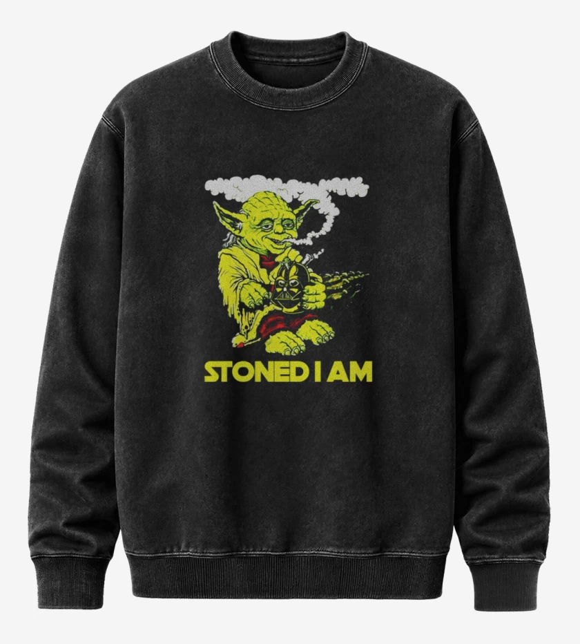 Poleron Polo Acid Wash Negro de Stoned i am