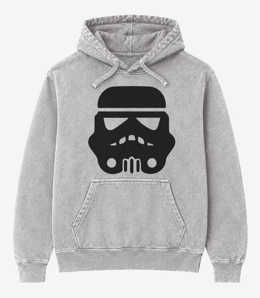 Poleron Canguro Acid Wash Gris Melange de Trooper