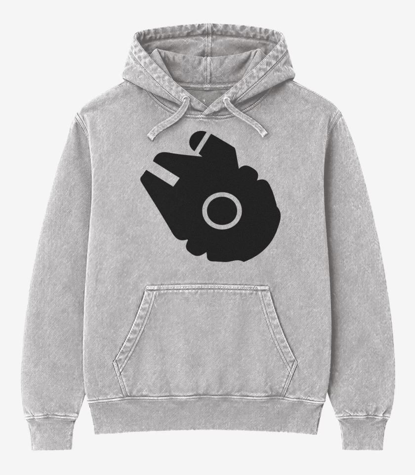 Poleron Canguro Acid Wash Gris Melange de Halcon milenario