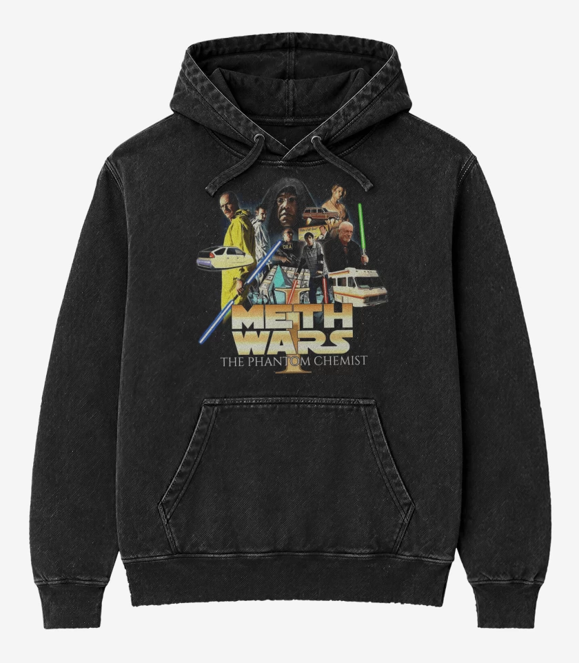 Poleron Canguro Acid Wash Negro de Breaking Wars