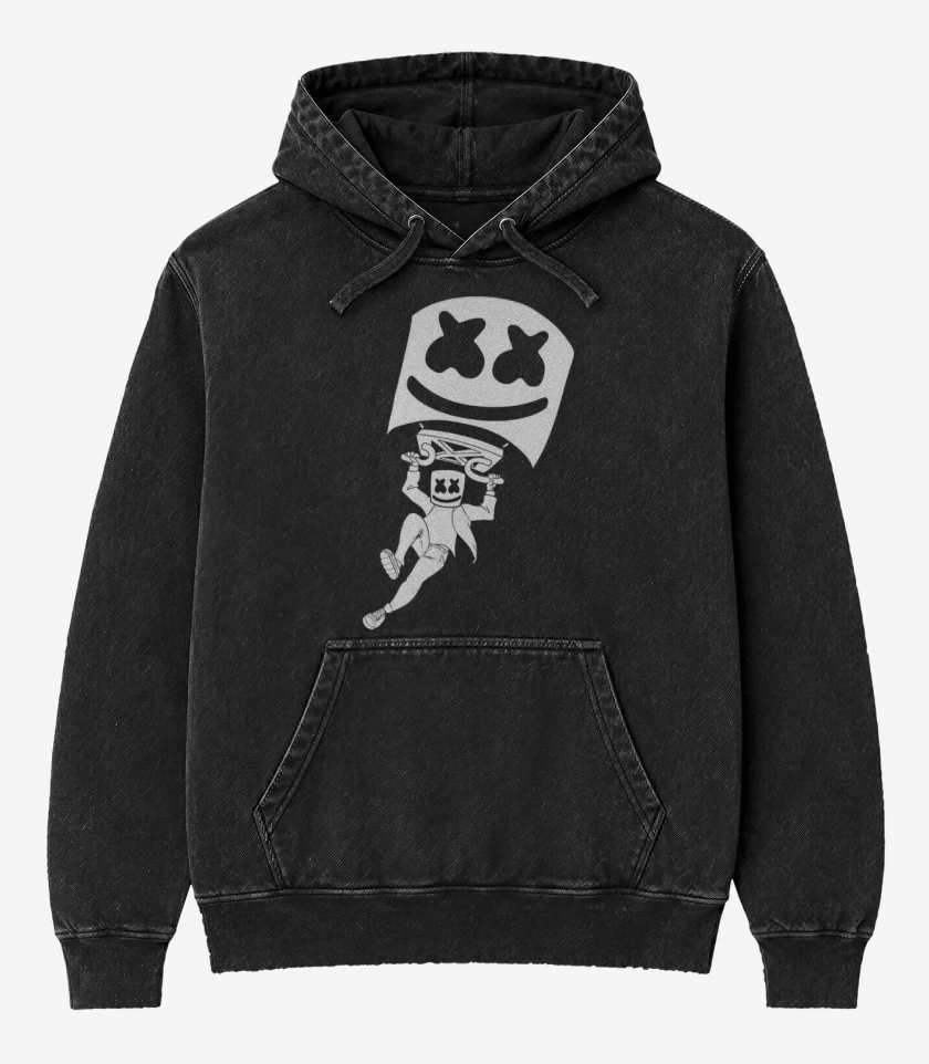 Poleron Canguro Acid Wash Negro de Paracaidista