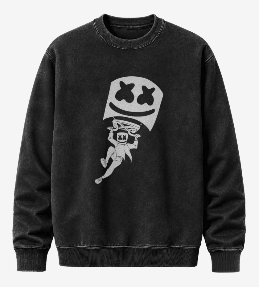 Poleron Polo Acid Wash Negro de Paracaidista