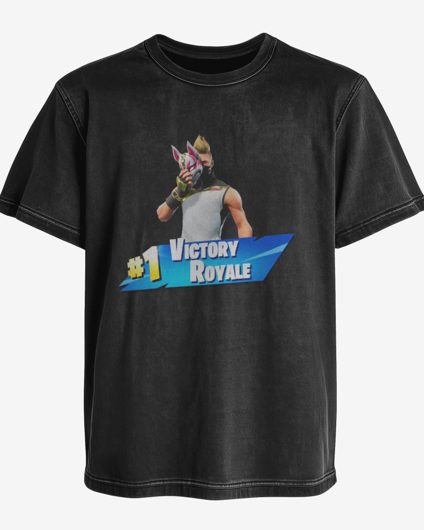 Polera desgastada Negro de Victory royale