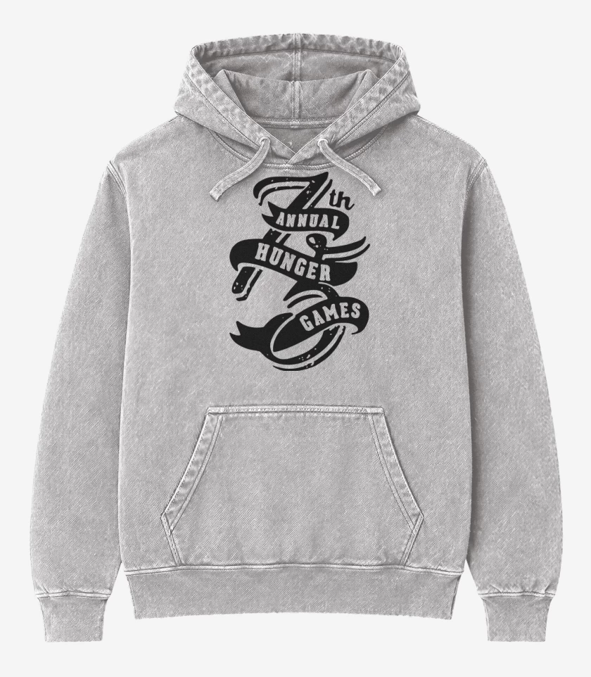Poleron Canguro Acid Wash Gris Melange de THG - 75th Annual Hunger Games