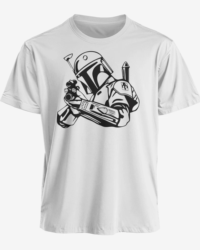Polera premium Blanco de Boba Fett