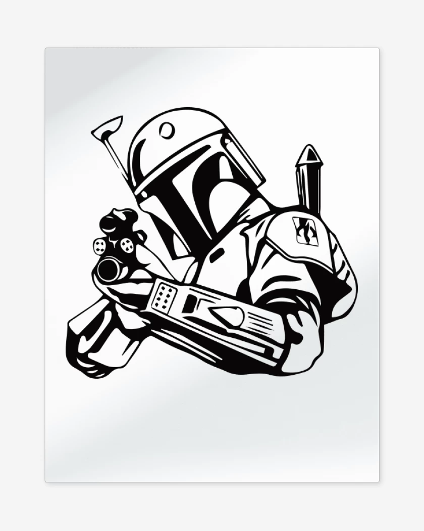Print metalico Blanco de Boba Fett