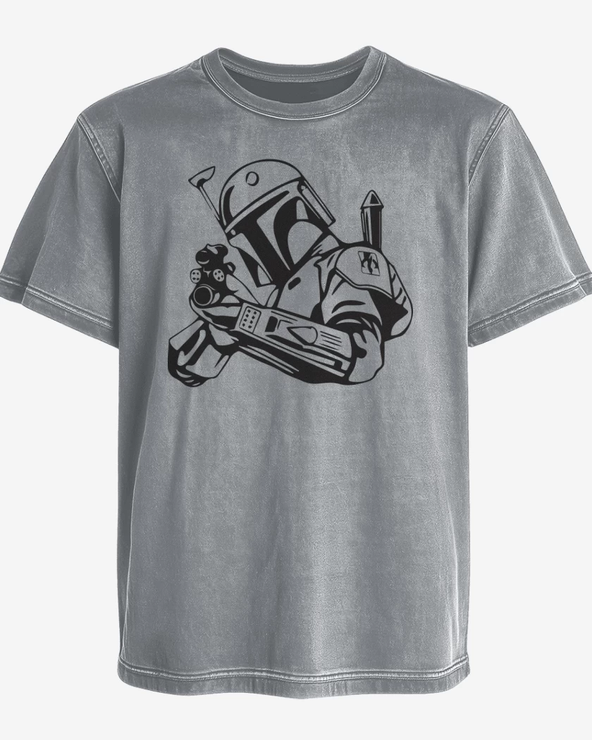 Polera desgastada Gris Melange de Boba Fett