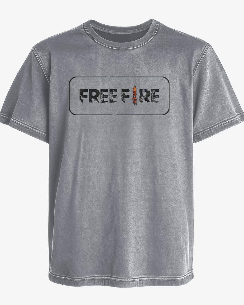 Polera desgastada Gris Melange de Free fire 3