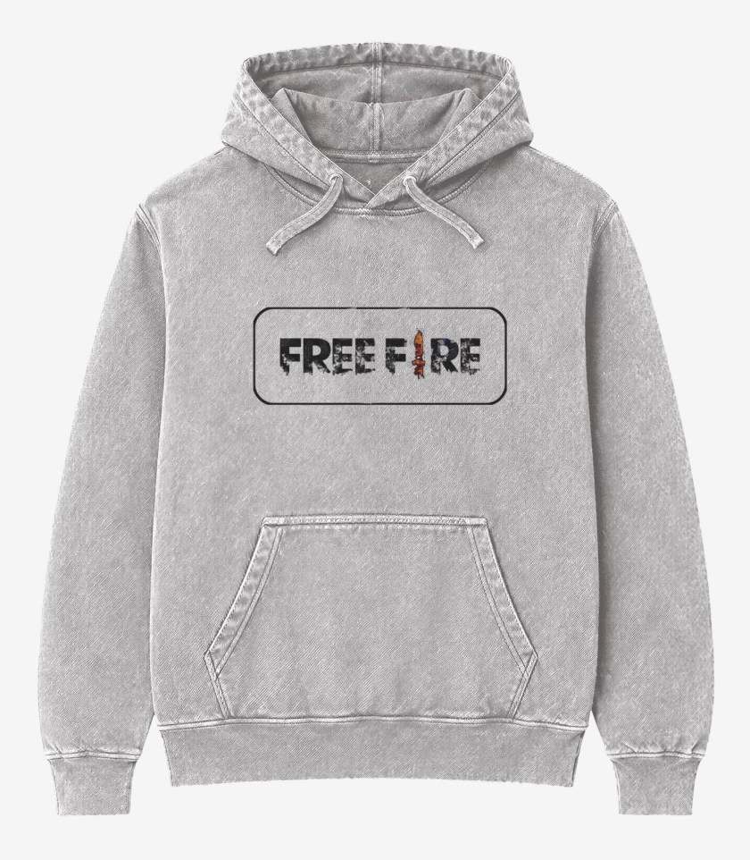 Poleron Canguro Acid Wash Gris Melange de Free fire 3