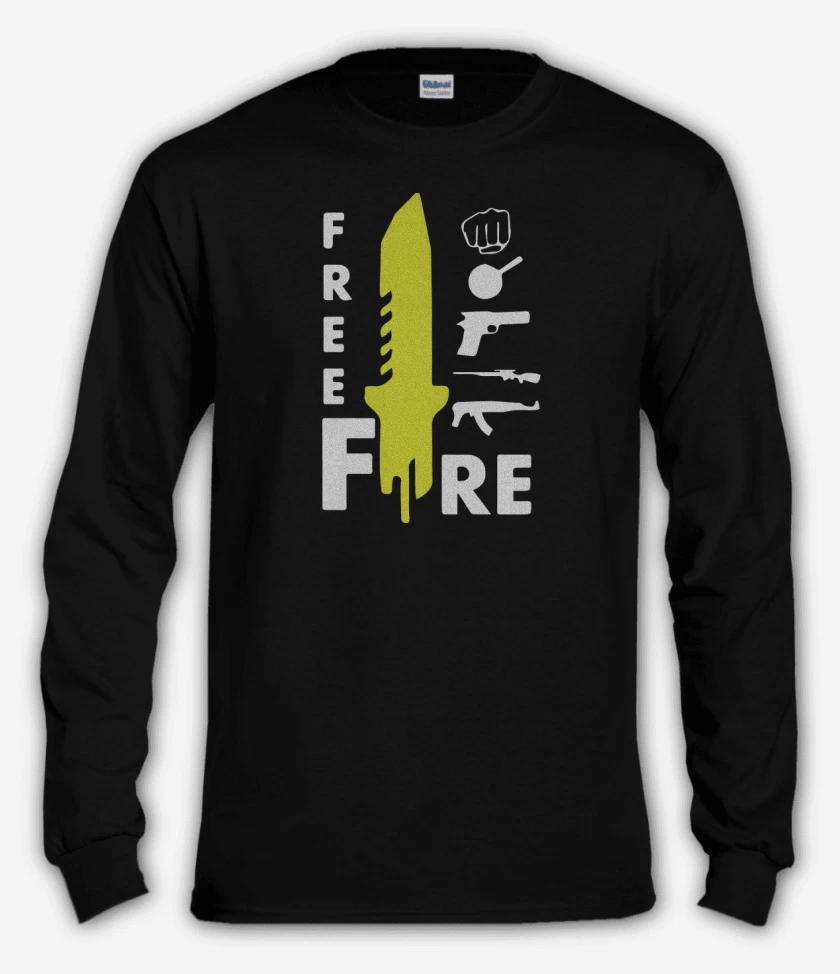 Polera manga larga Negro de Free fire 4