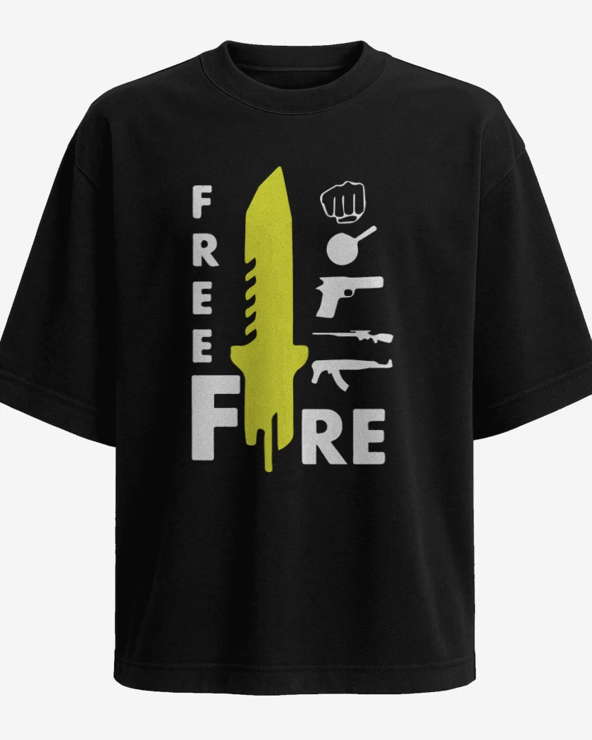 Polera Oversize Negro de Free fire 4