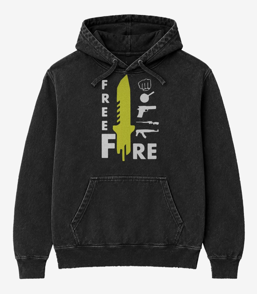 Poleron Canguro Acid Wash Negro de Free fire 4