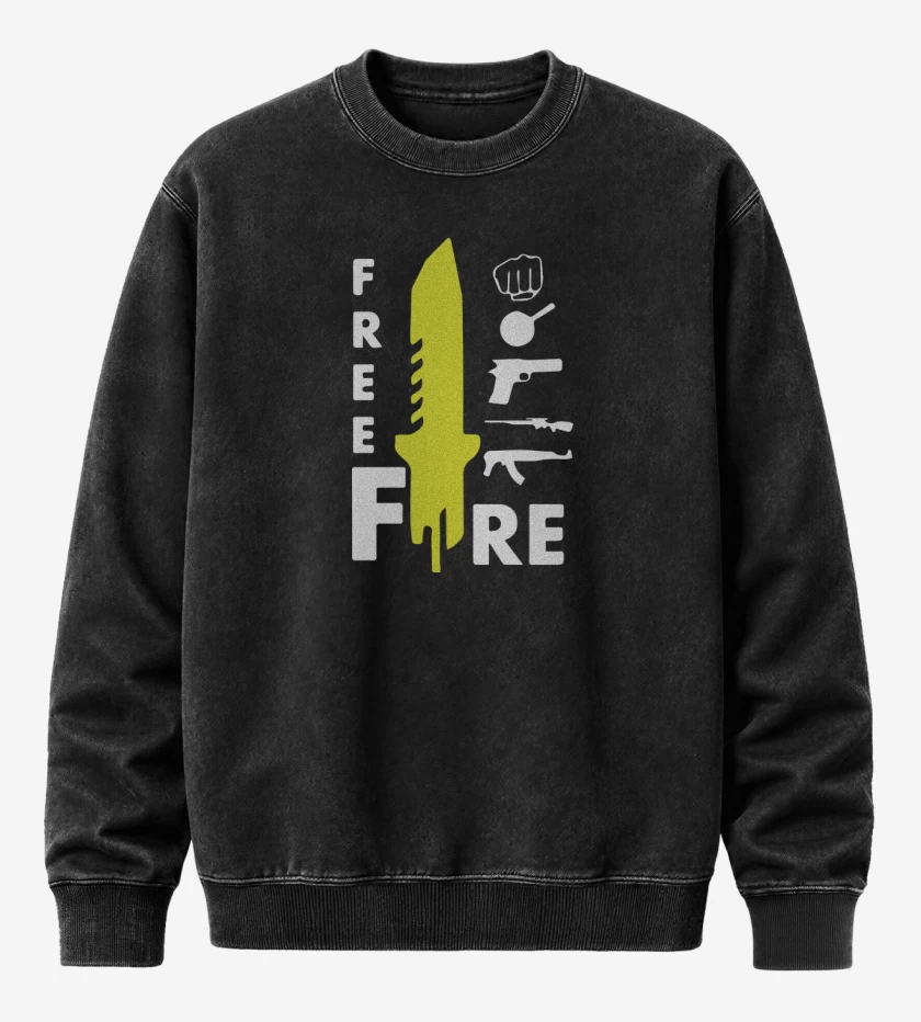 Poleron Polo Acid Wash Negro de Free fire 4