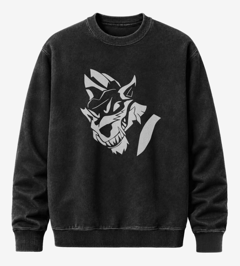 Poleron Polo Acid Wash Negro de Lobo fornite