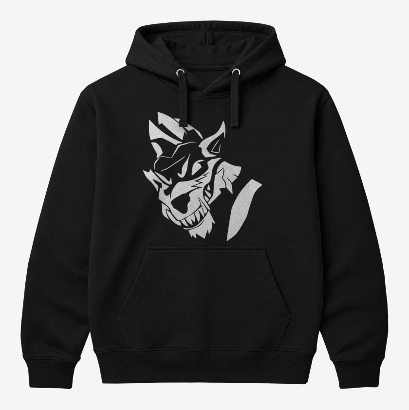 Polerón Canguro Negro de Lobo fornite