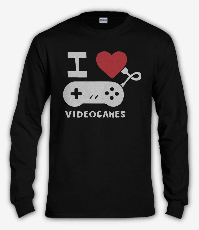 Polera manga larga Negro de I love videogames