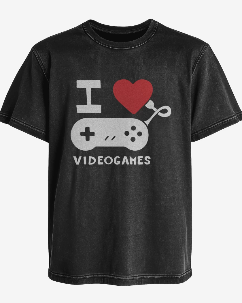 Polera desgastada Negro de I love videogames
