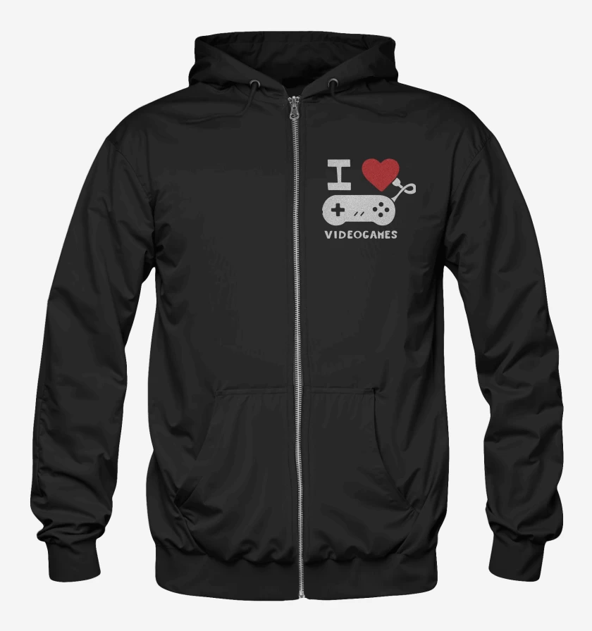 Poleron Canguro con cierre Negro de I love videogames