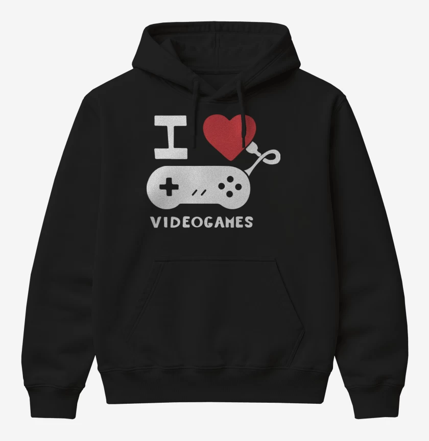 Poleron Canguro básico Negro de I love videogames