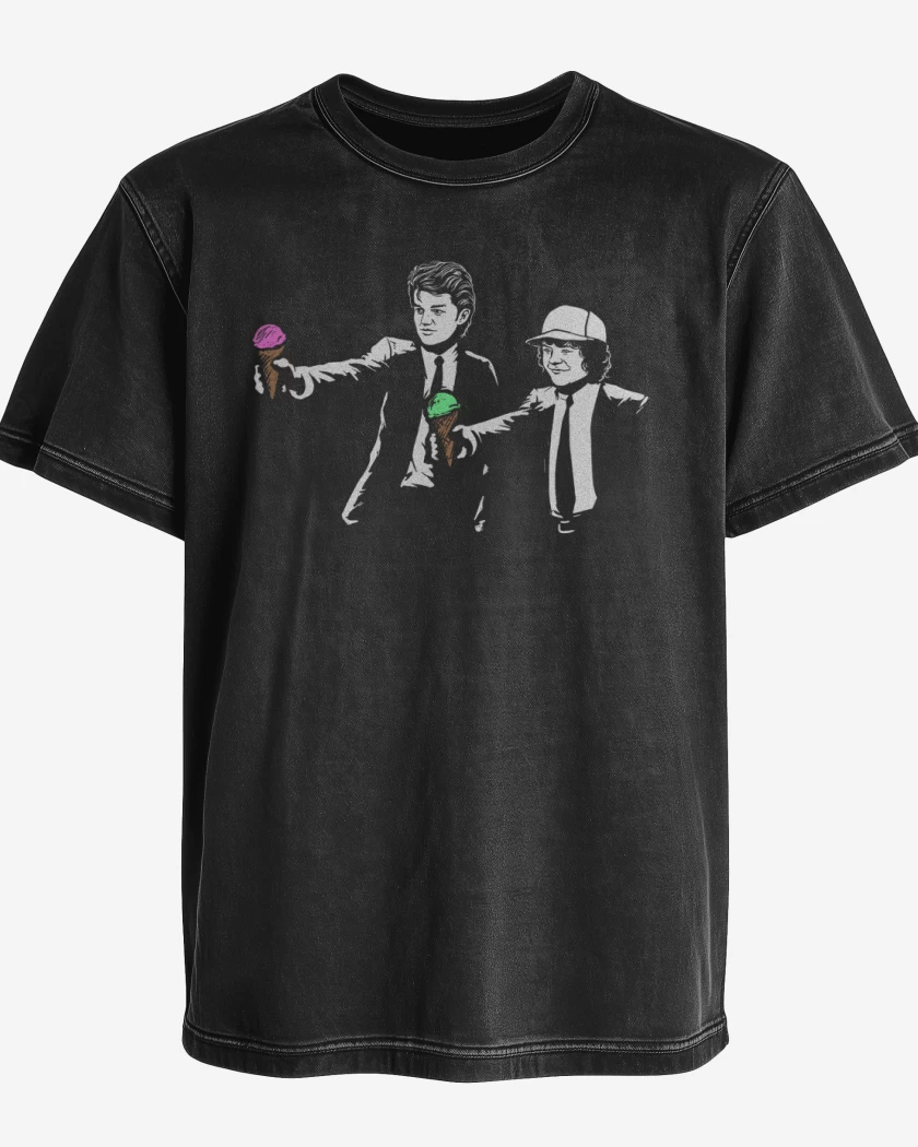 Polera desgastada Negro de Stranger things 5
