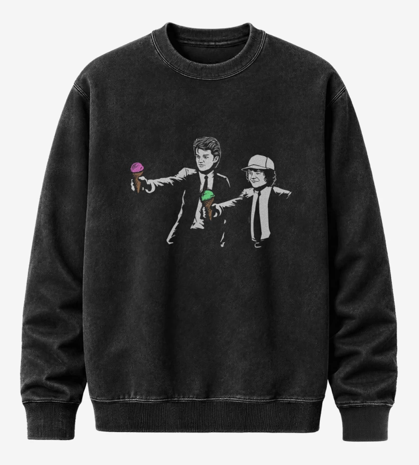 Poleron Polo Acid Wash Negro de Stranger things 5