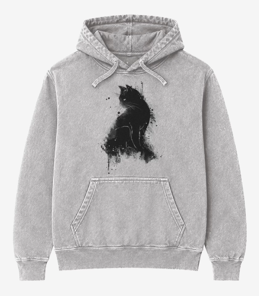 Poleron Canguro Acid Wash Gris Melange de Cat water colors