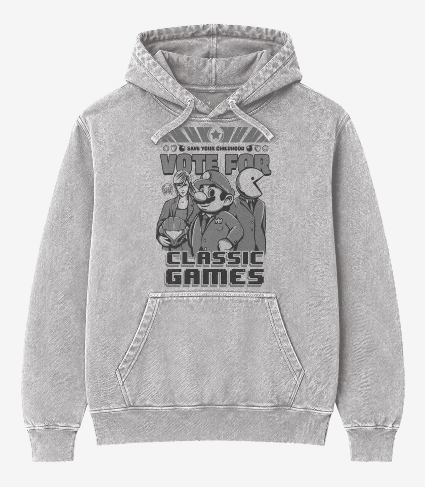Poleron Canguro Acid Wash Gris Melange de Classic games