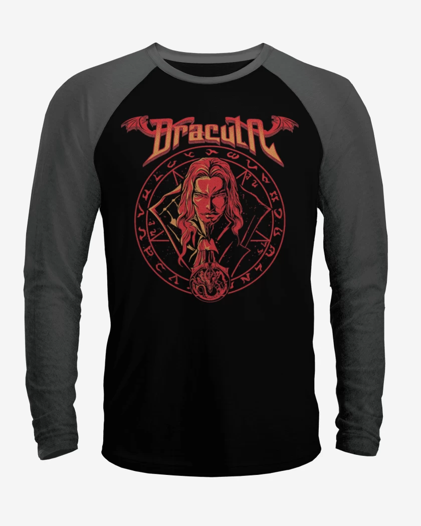 Polera Raglan Negro / Negro Heather de Fuerzas de dracula