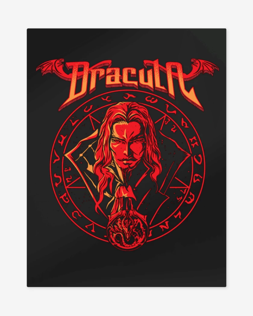 Print metalico Negro de Fuerzas de dracula