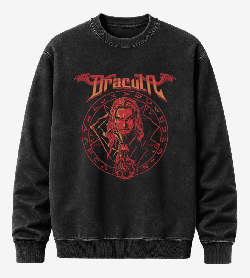 Poleron Polo Acid Wash Negro de Fuerzas de dracula