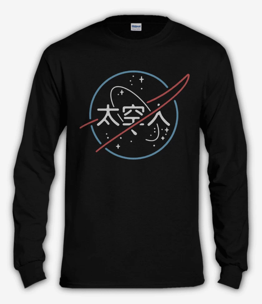 Polera manga larga Negro de Nasa chino