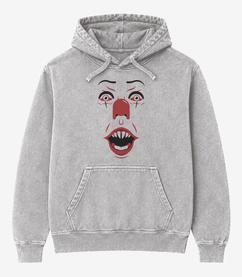 Poleron Canguro Acid Wash Gris Melange de Payasito