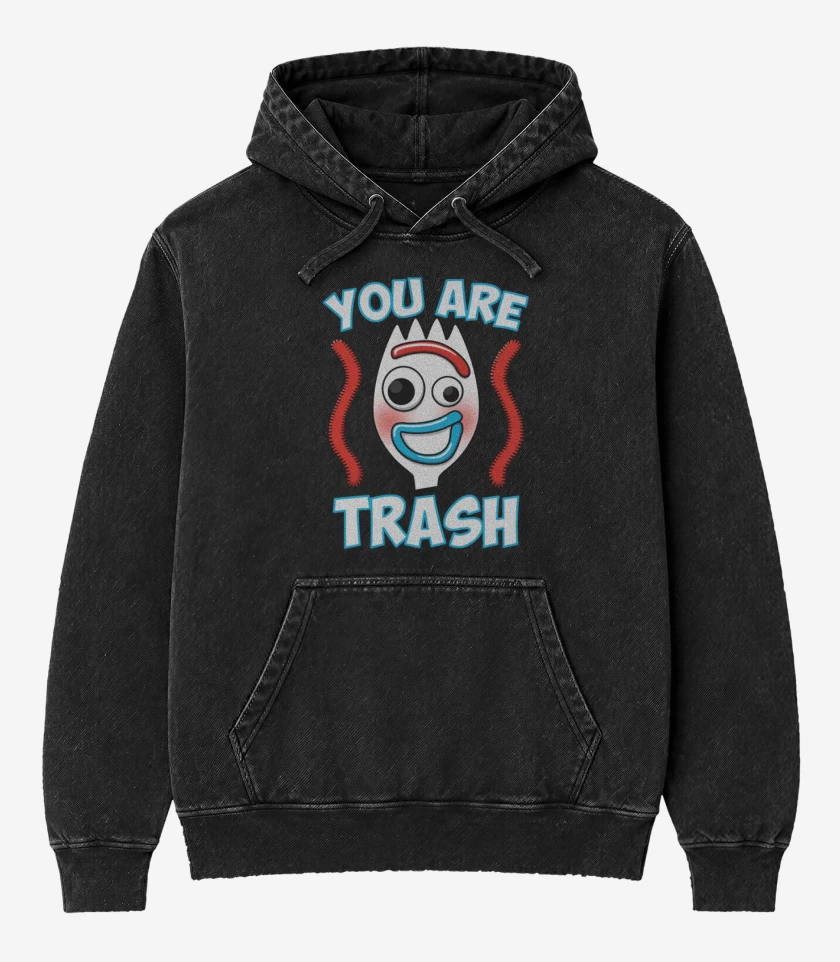 Poleron Canguro Acid Wash Negro de You are trash