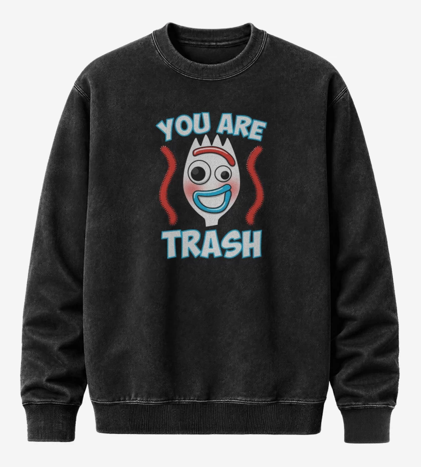 Poleron Polo Acid Wash Negro de You are trash