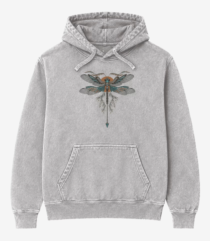Poleron Canguro Acid Wash Gris Melange de Lubelu 